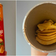 Left: Tube of Pringles + Wendy's Spicy Chicken Sandwich potato chips. Right: Looking inside the Pringles tube